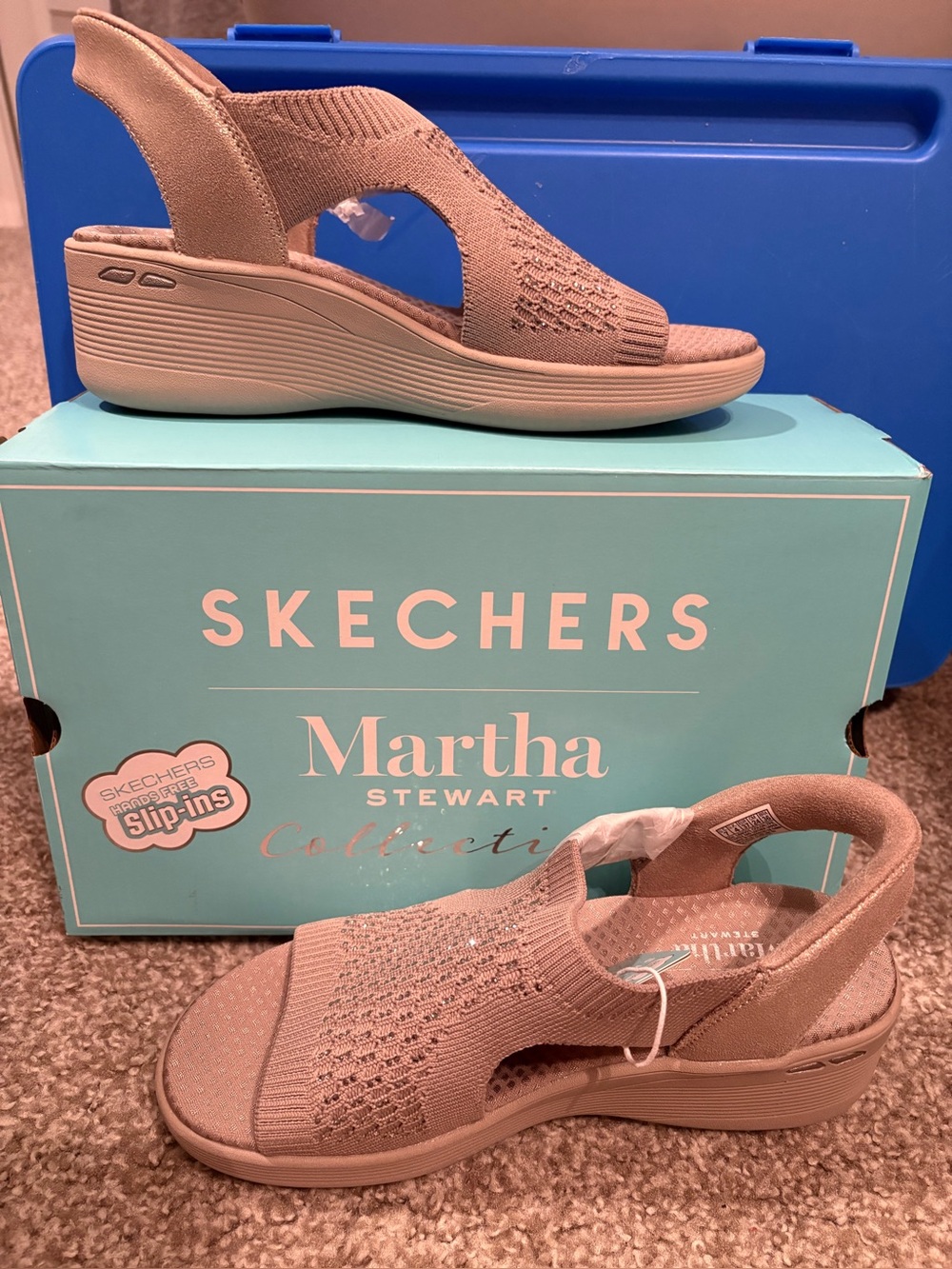 Skechers Martha Stewart Knit Slingback Sandals - Taupe